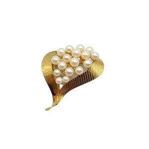 IMPERIAL PEARL IPS Pearl Cluster Brooch Pin 12K Gold Filled Vintage